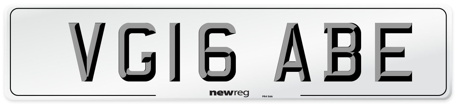 VG16 ABE Number Plate from New Reg
